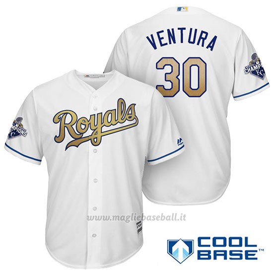 Maglia Baseball Uomo Kansas City Royals Campione 30 Yordano Ventura Coolbase Ors